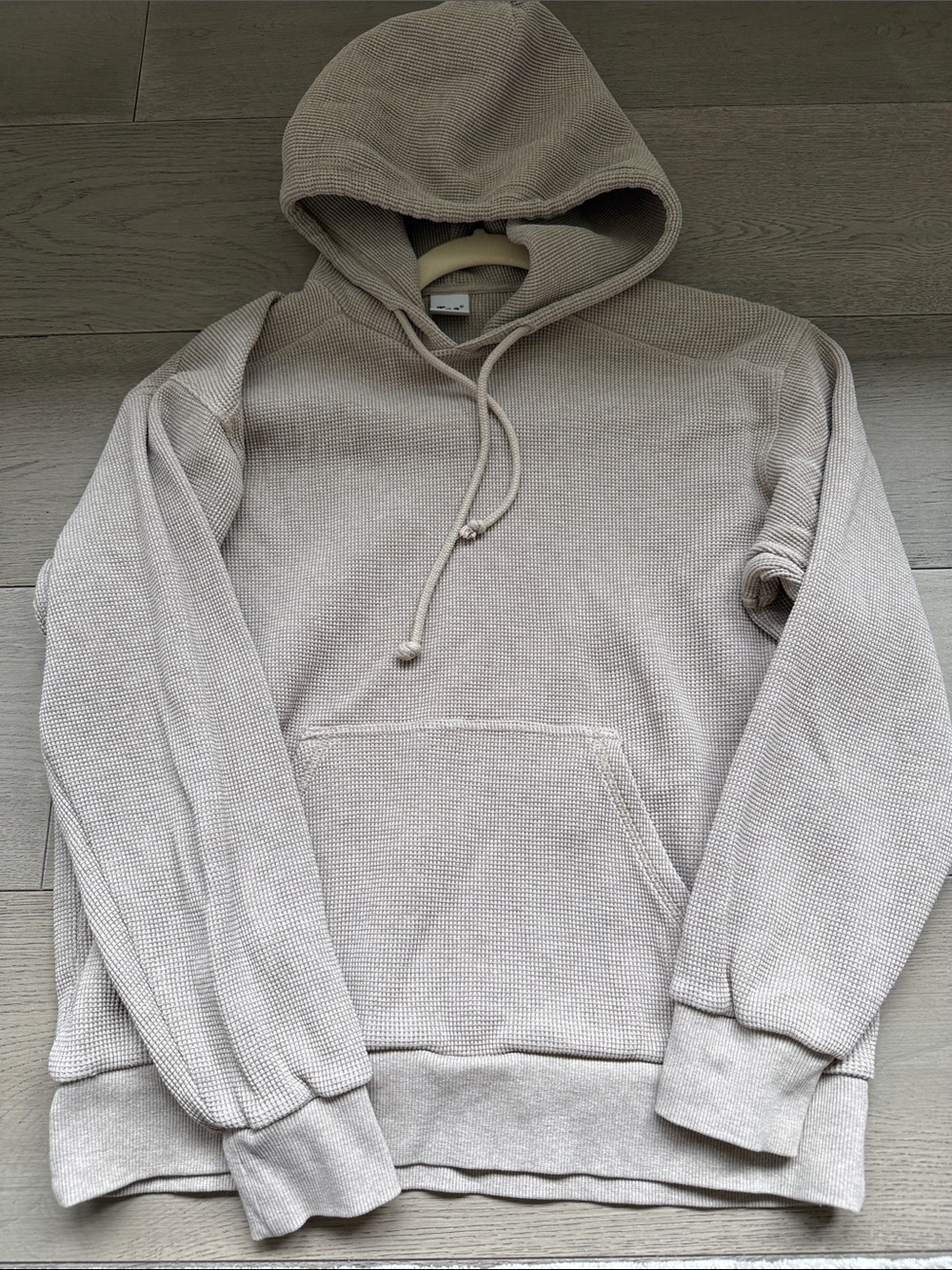 TNA Women’s Hooded Waffle-Knit Pullover Hoodie — Cream - oversized fit